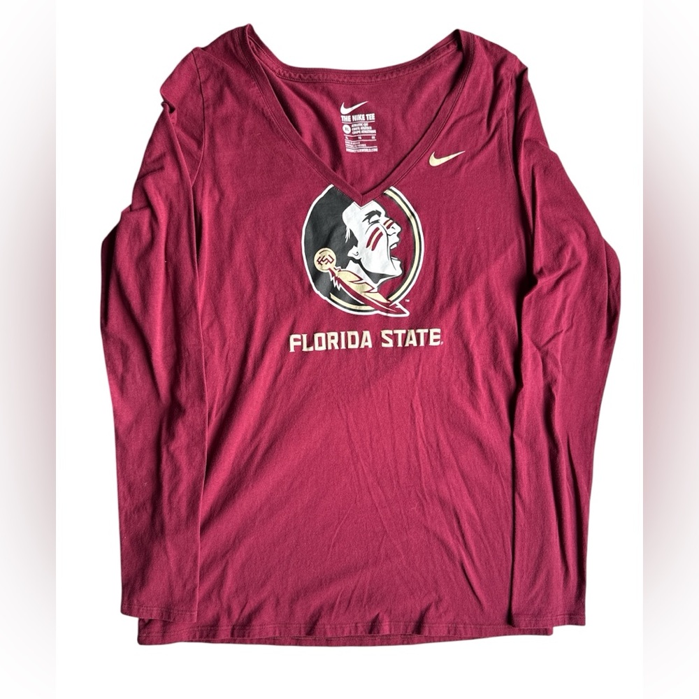 Nike Red Florida State V-Neck Long Sleeve